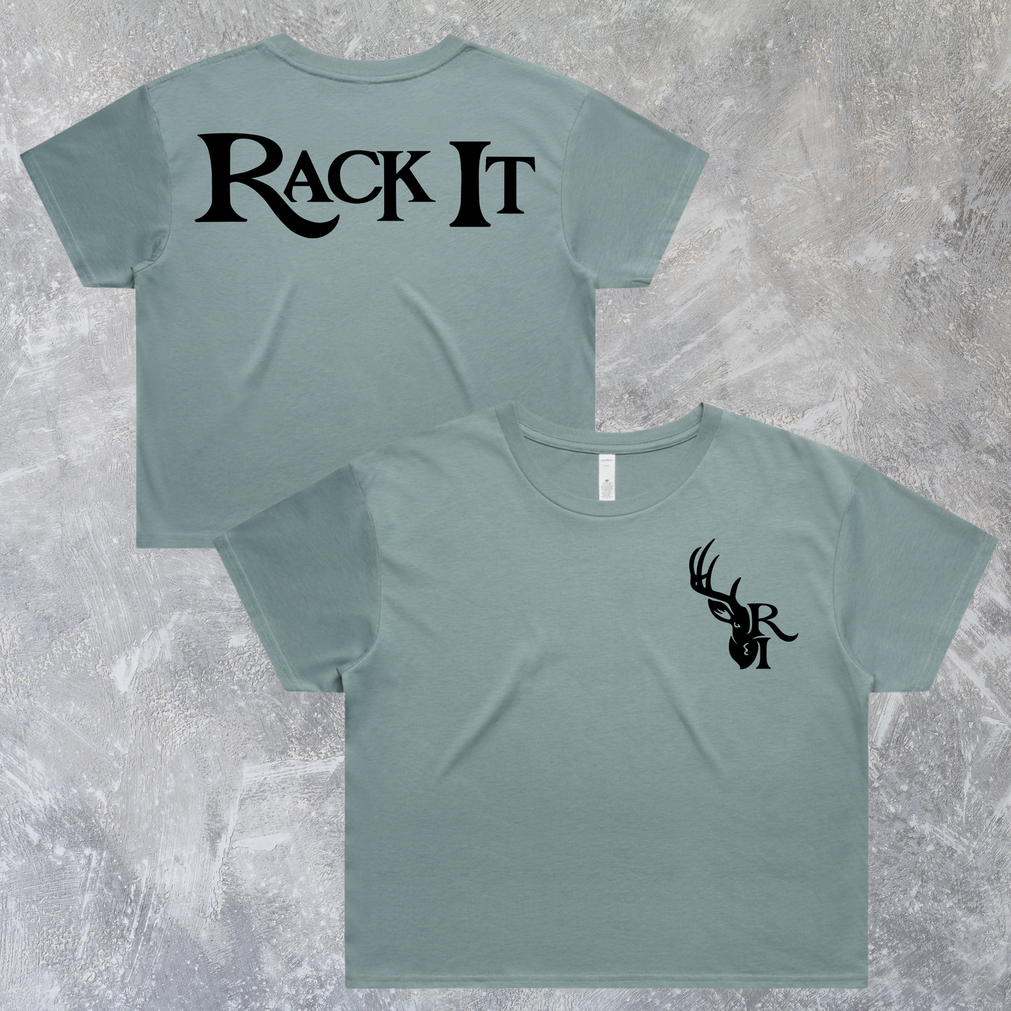 Crop Tee Dusty Blue/Green