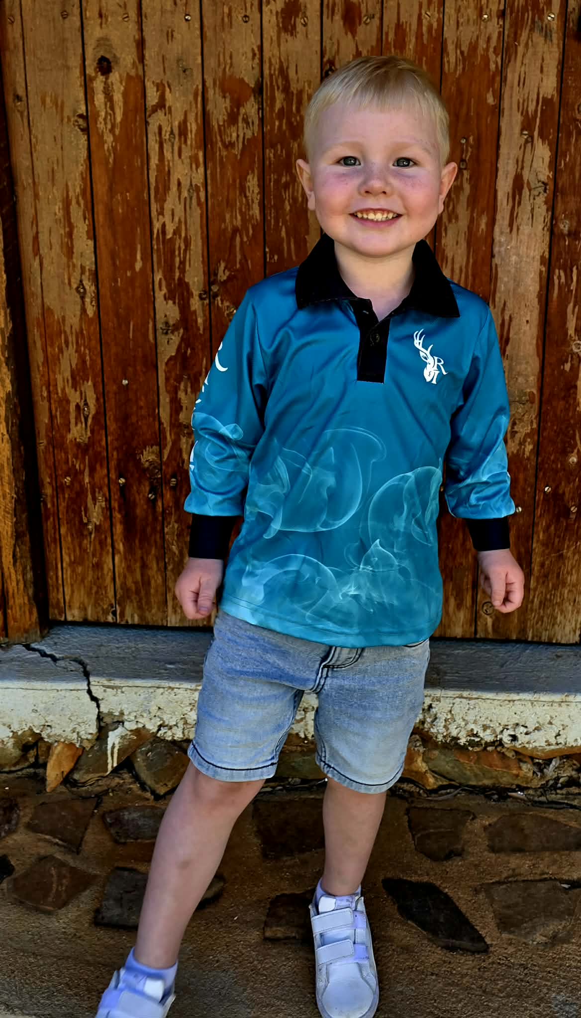 Teal Kids Fishing Shirt