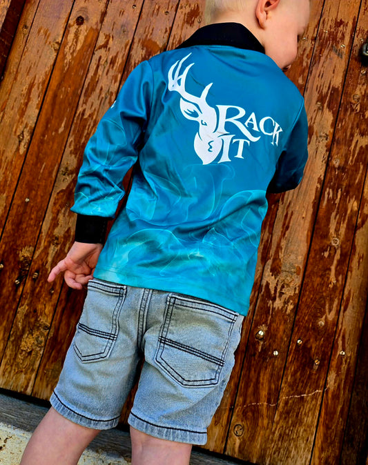 Teal Kids Fishing Shirt