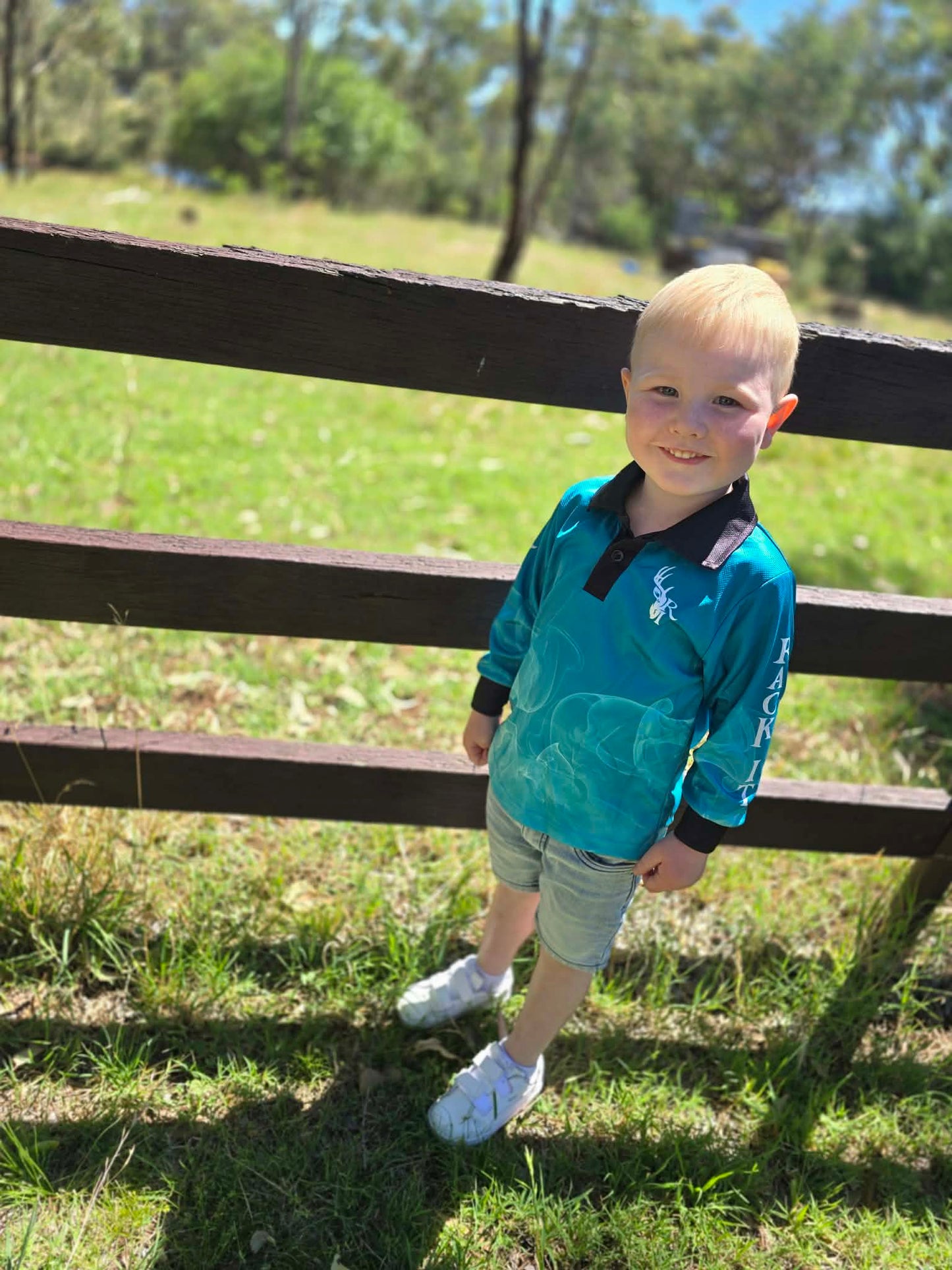 Teal Kids Fishing Shirt